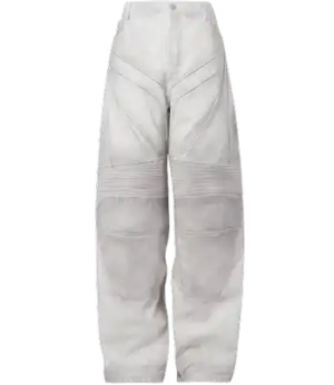 Balenciaga White Baggy Biker Leather Pants